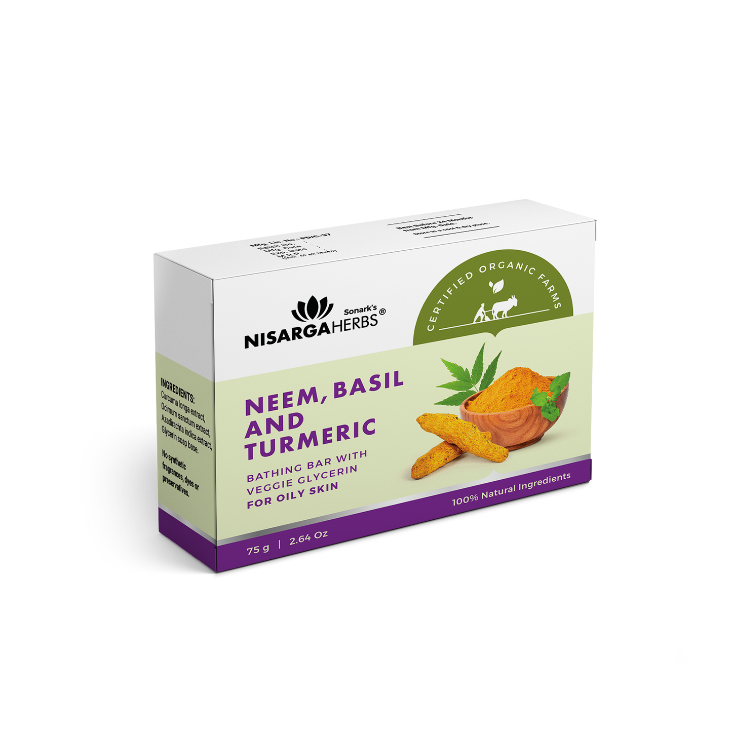Neem, Basil & Turmeric Soap - Deep cleansing action for oily skin