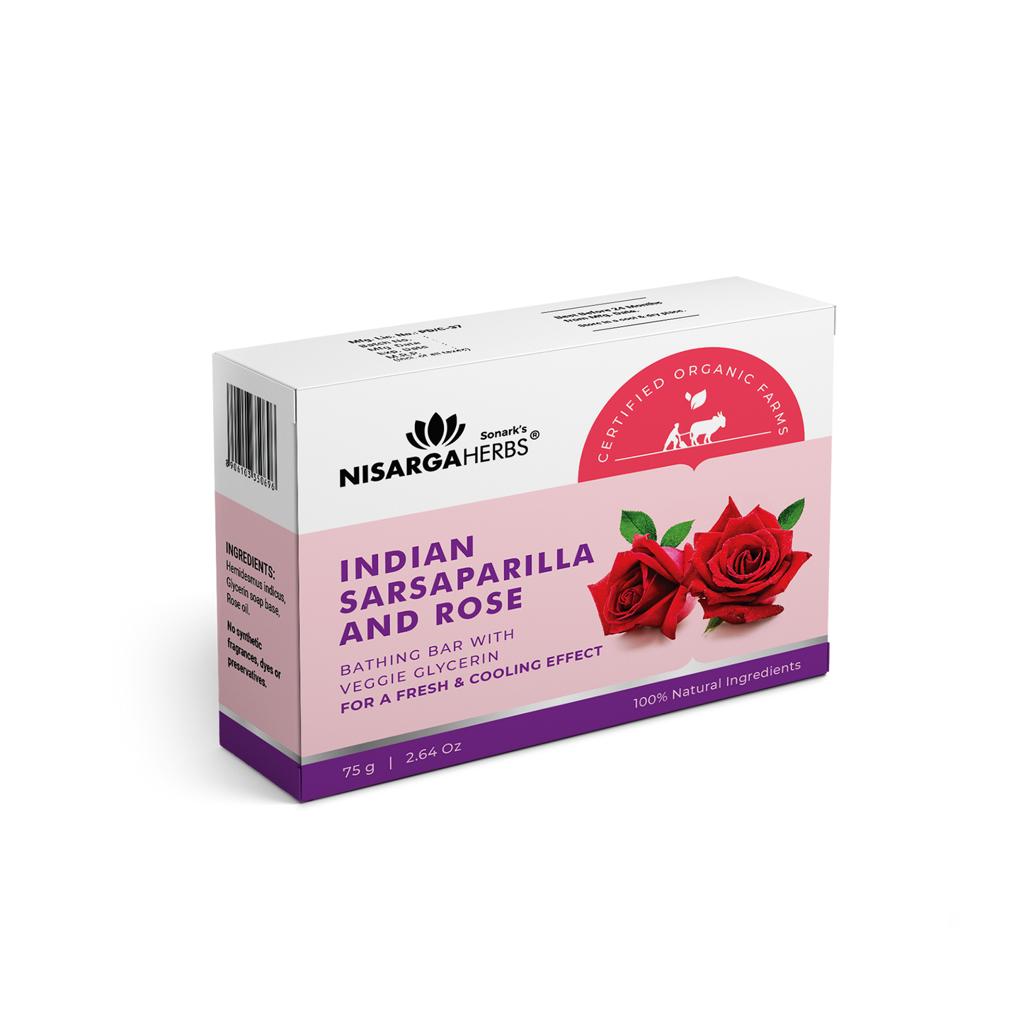 Indian Sarsaparilla & Rose Soap - Purifies the skin and offers a cooling sensation