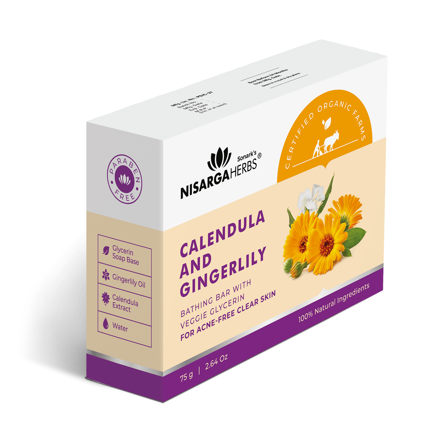 Calendula & Gingerlily Soap - Deep cleansing action for acne-free skin