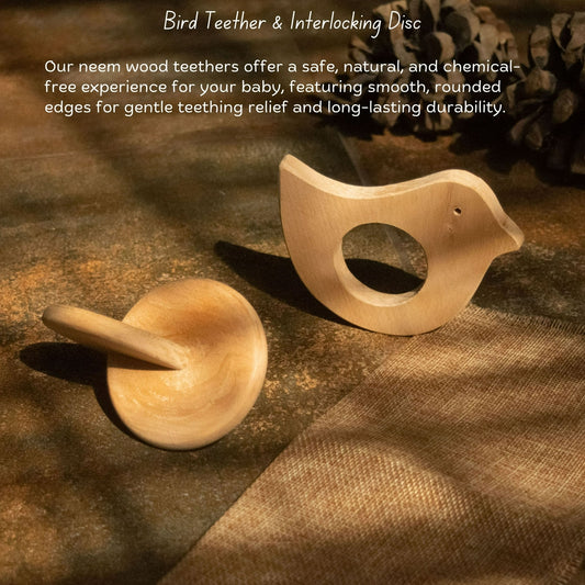 Bird teether & interlocking disc