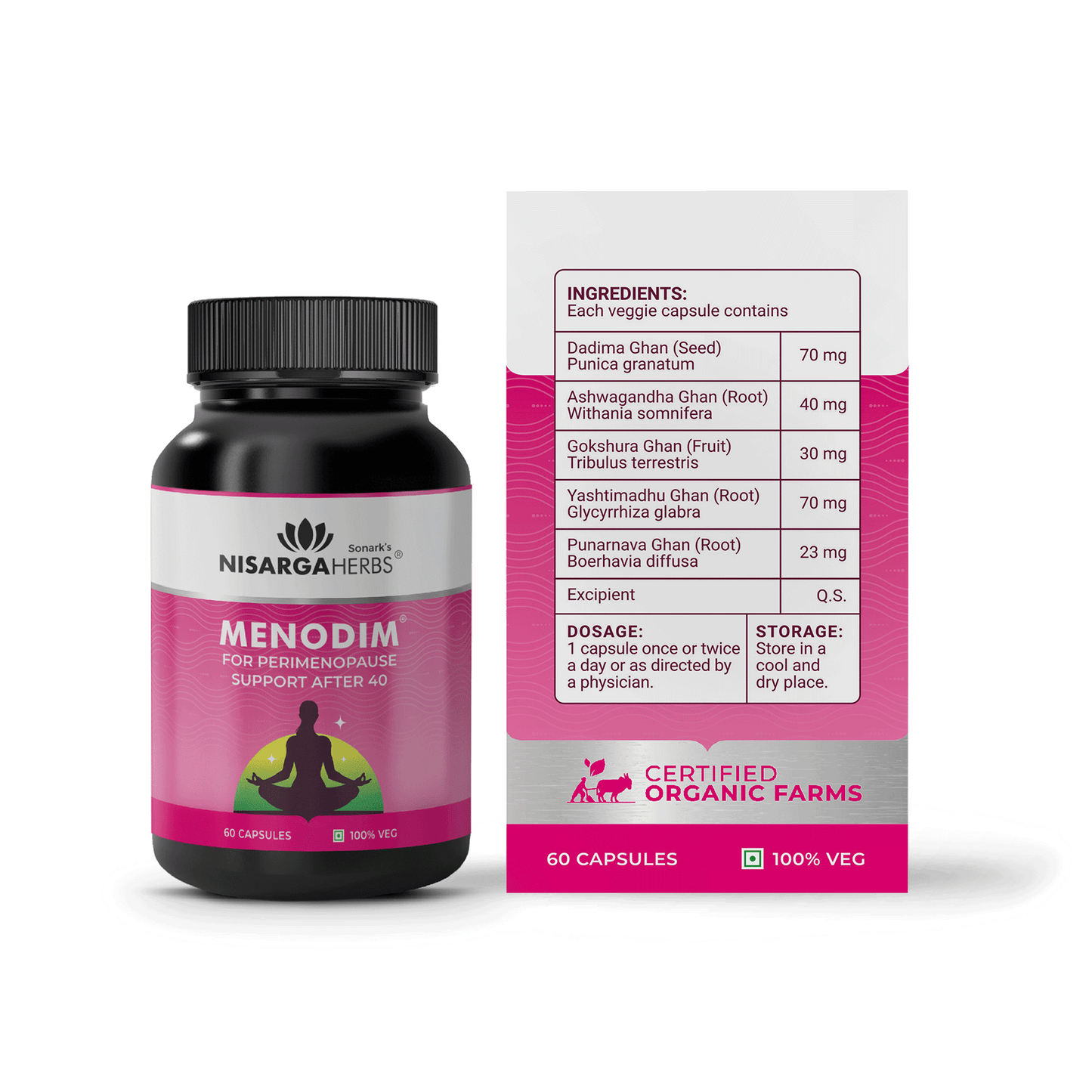 Menodim - Ayurvedic vitality capsules for reducing menopausal symptoms and hot flashes