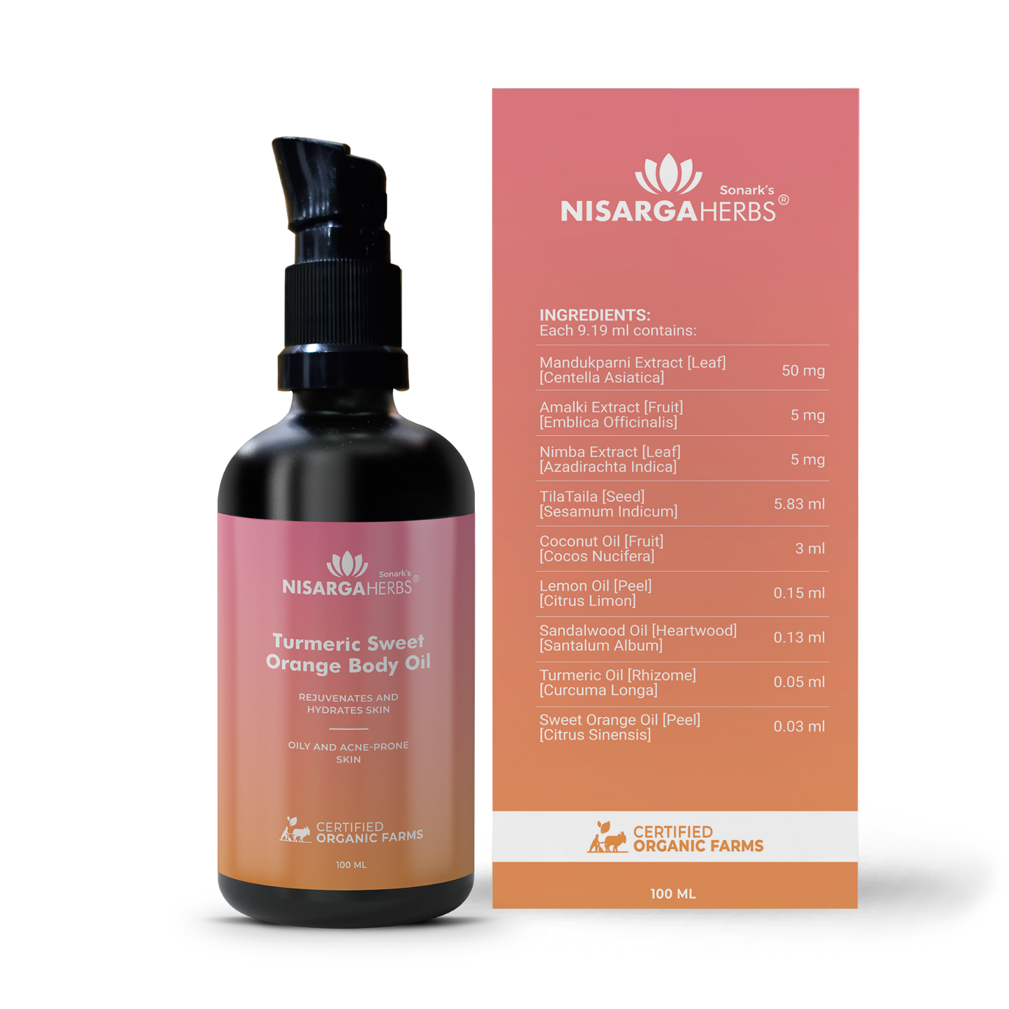 Nisarga Herbs Turmeric Sweet Orange Body Oil - Rejuvenative, non-sticky formula to help skin look its best
