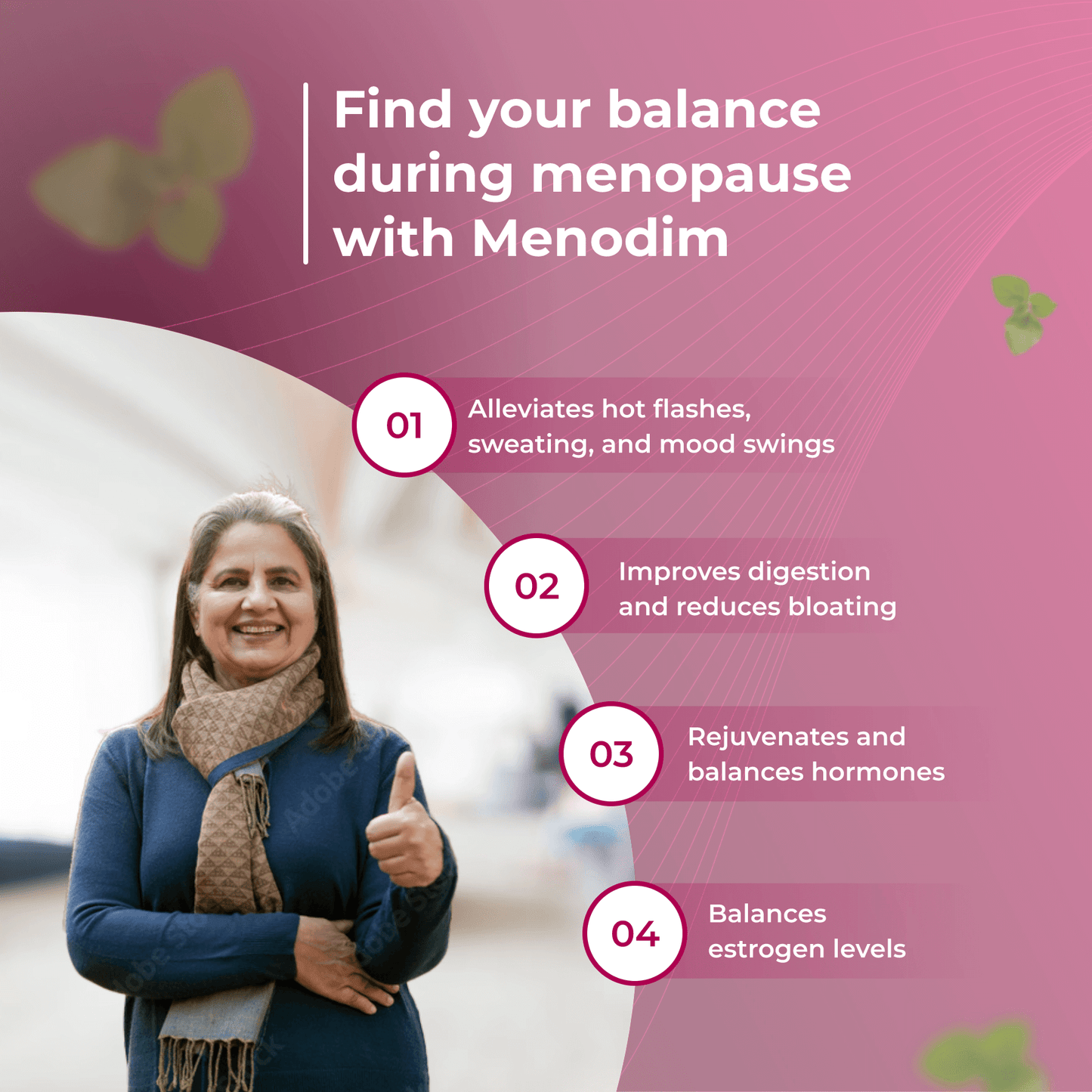 Menodim - Ayurvedic vitality capsules for reducing menopausal symptoms and hot flashes