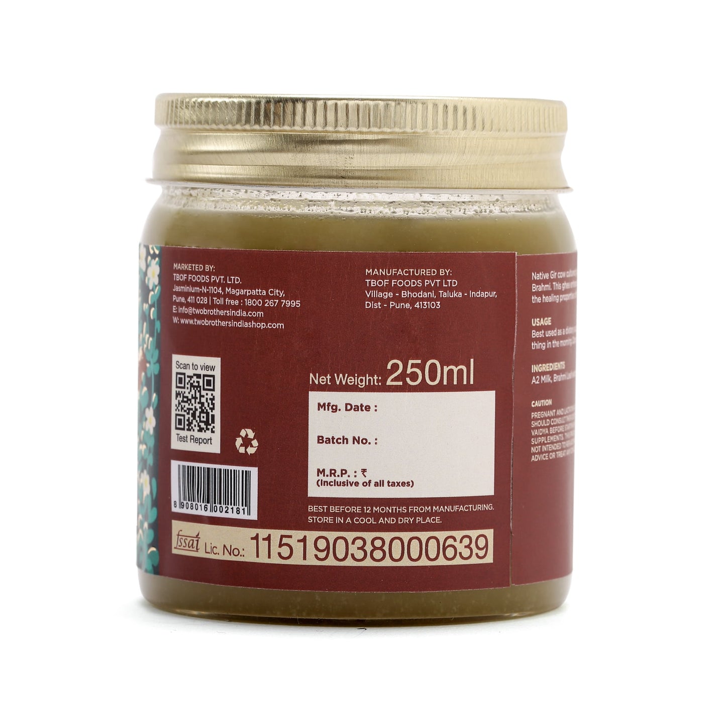 Buy Two Brothers Amorearth A2 Cultured Brahmi Ghee Online