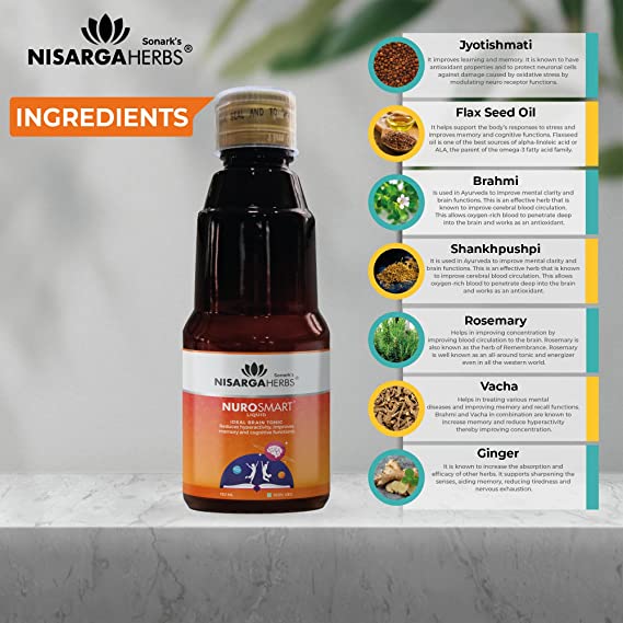 Nurosmart Syrup - Ayurvedic brain tonic to reduce hyperactivity and improve concentration in kids